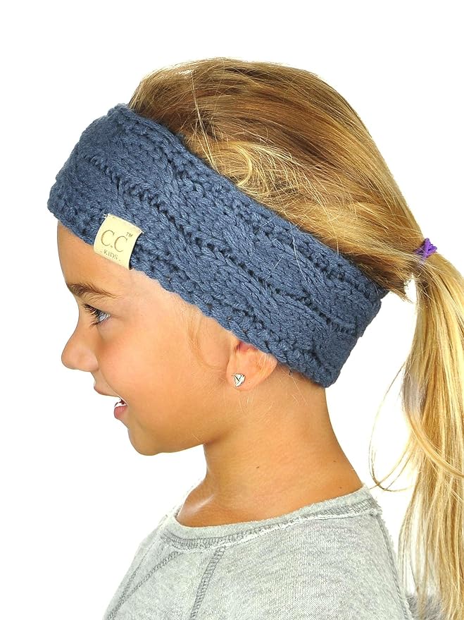 C.C Children's Kids' Winter Warm Cable Knit Fuzzy Lined Ear Warmer Headband