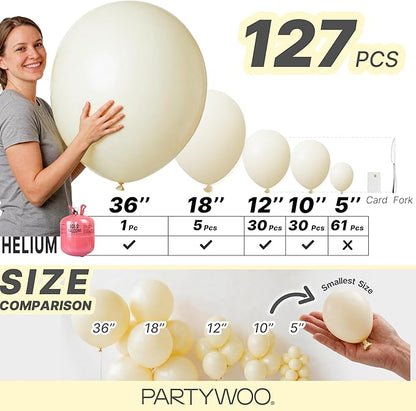 PartyWoo Pastel Yellow Balloons 127pcs Light Pale Yellow Color | 36 18 12 10 5 - Image 6