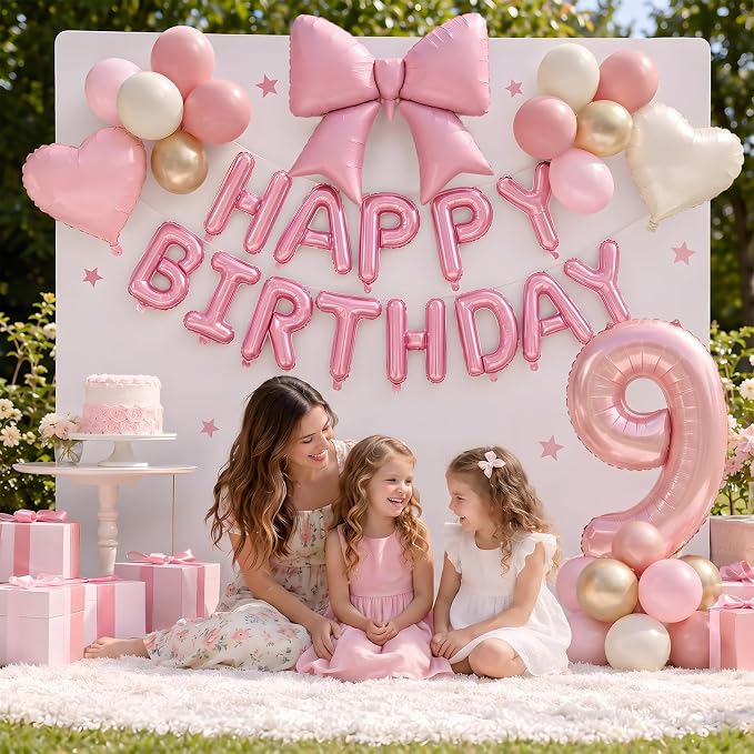 Dusty Pink Number 9 Balloon, 9th Birthday Decorations - Image 4