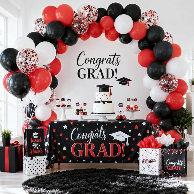 Black White Red Balloons, Baby Shower, Anniversary, Graduation, Wedding Party - Image 8