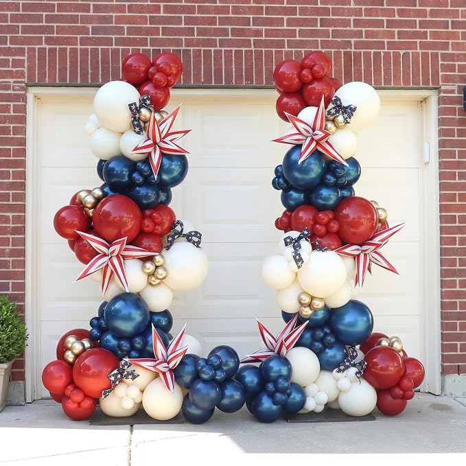 Red White Blue Balloons Arch kit 4th of July Navy Royal Blue Red Sand White - Image 4