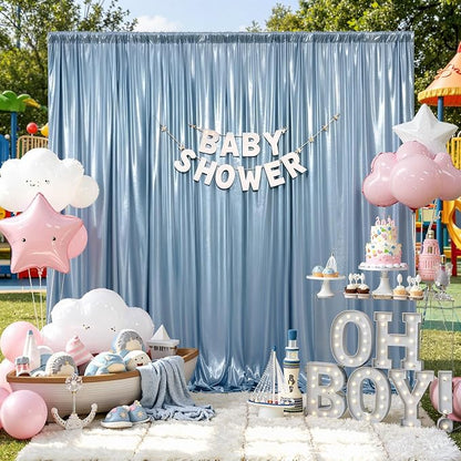 10x10ft Dusty Blue Sequin Backdrop Curtains, Wrinkle Free Glitter Backdrop by Outpain