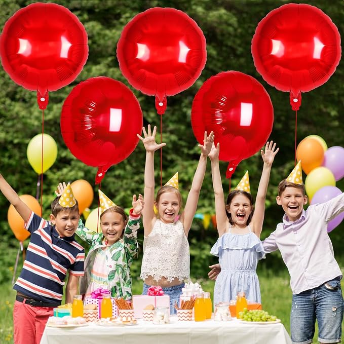 20 Pcs Red Round Shaped Balloons, 18 Inch Round Foil Balloon, Giant Round Mylar - Image 6