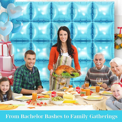 Light Blue Square Foil Balloons 25 Pcs Metallic Light Blue Balloons Wall - Image 6