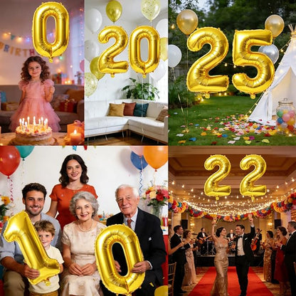 40 Inch Number 25 Balloons for 25th Birthday Party Decorations, 0-100 Gold - Image 7