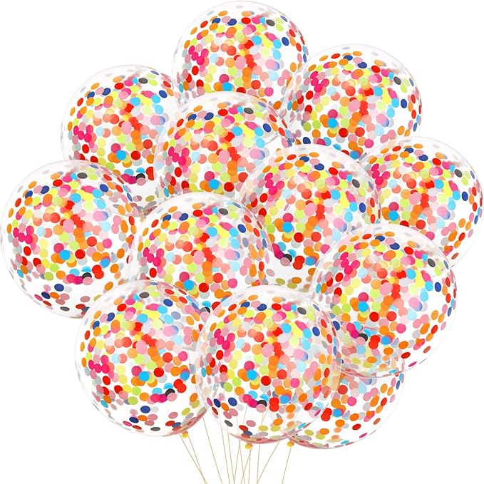 Gejoy 50 Pieces Rainbow Multicolor Confetti Balloons 12 Inches Latex Balloon by Unknown