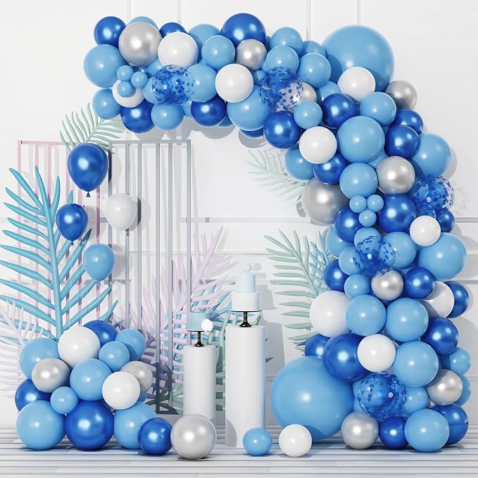 123Pcs Blue Balloons Garland Arch Kit Different Sizes | Baby Navy Pastel Blue by OUDDYLIFE