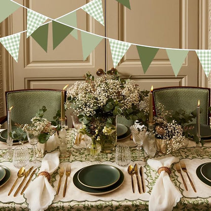 32Ft Sage Green Party Decorations Sage Gingham Banner Olive Green Buffalo Plaid - Image 5