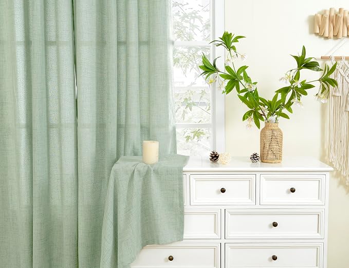 YoungsTex Sage Green Curtains, Linen Drapes 84 Inches Long - Image 9