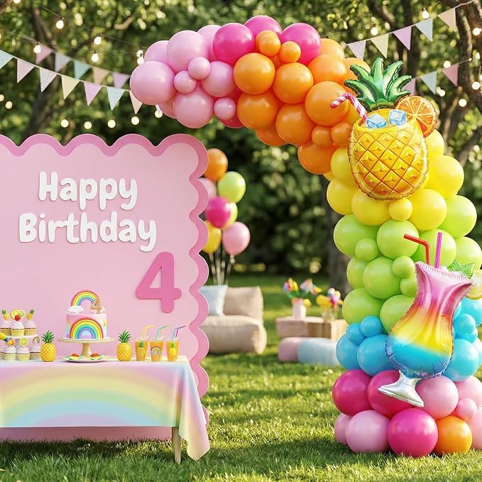 Hawaiian Balloons, Pineapple Tropical Foil Balloons, 12 Inch Teal Pearl Pink - Image 6