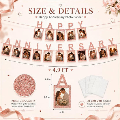 Rose Gold Happy Anniversary Banner - Image 2