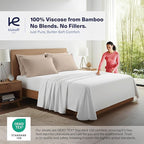 Kickoff Viscose Bamboo Pillowcase, Standard, Set of 2, 100% Organic Hidden Zippered Viscose Bamboo Pillow Case Standard Size, Cooling Pillow Cover for Hot Sleepers (20"x26", Iced Latte)