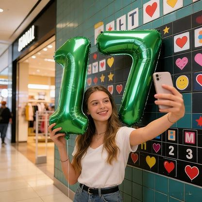 Number 17 Balloons 40 Inch for 17 71 Birthday Party Decorations, Dark Green | - Image 4