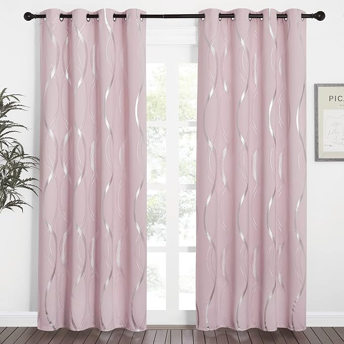 NICETOWN Pink Blackout Curtains Panels - Image 2