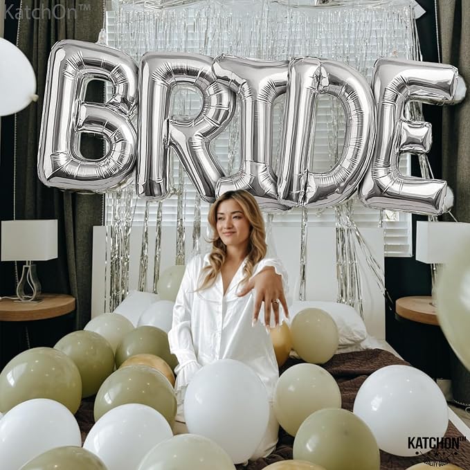 KatchOn Silver Bride Balloons 40 Inch, Bachelorette Party Decorations | Silver - Image 4