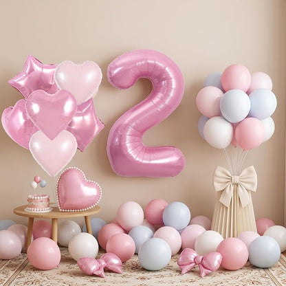 TONIFUL 2nd Birthday Balloons Kit 40 Inch Pink Large Number 2 Foil Balloon | - Image 6