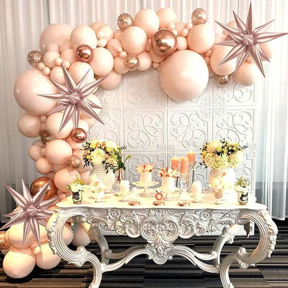 Rose Gold Star Balloon 12 Point Cone Explosion Star Foil Balloons | 60 Pcs Rose - Image 6