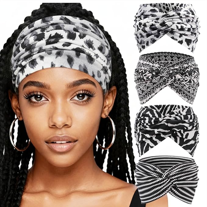 Extra Wide Headbands for Women Large Turban Headband Non Slip Boho Elastic Hairband Hair Twisted Knot Head Bands Accessories