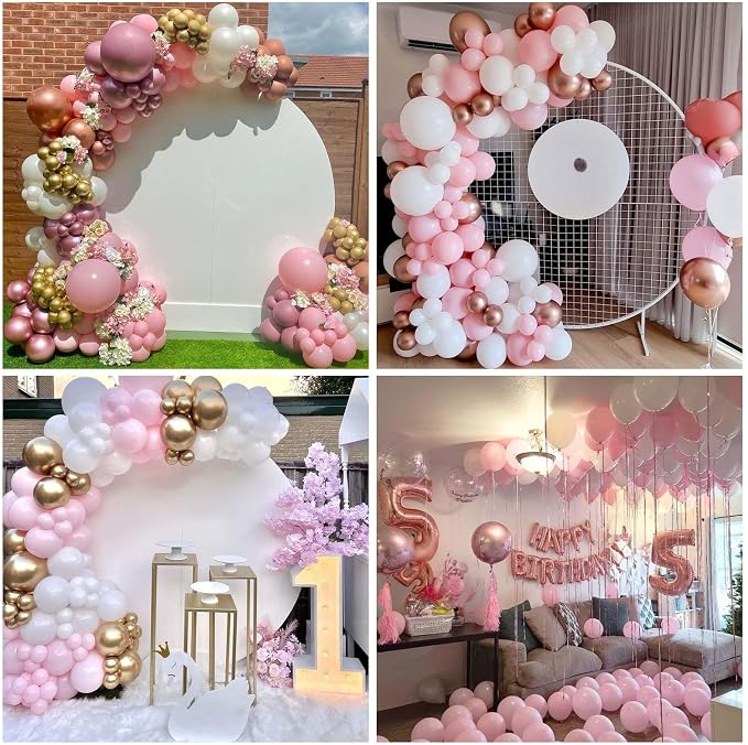 60PCS Pink and White Balloons, 12Inch Baby Light Pink White Party Balloon Set - Image 5