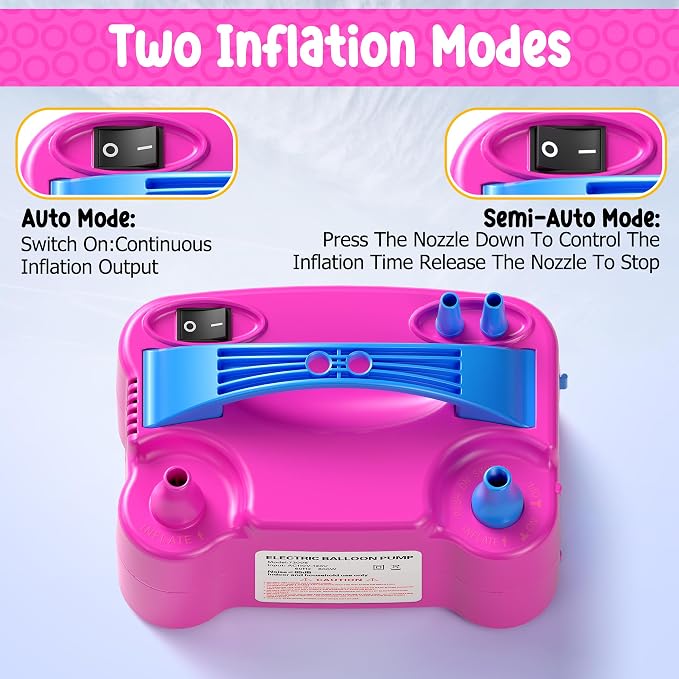 Electric Balloon Pump, Portable Dual Nozzle Electric Balloon Inflator Blower - Image 6