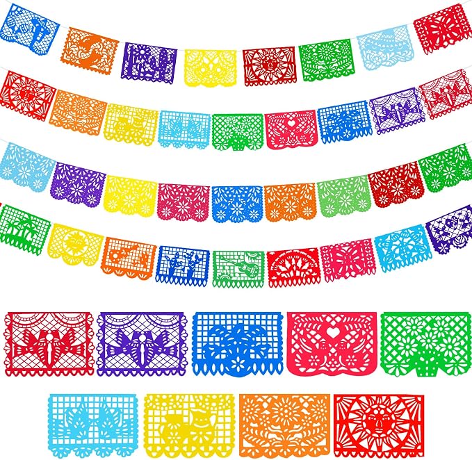 Boao 4 Packs 65.6 Feet Cinco De Mayo Party Decorations Mexican Banner Fiesta by Boao