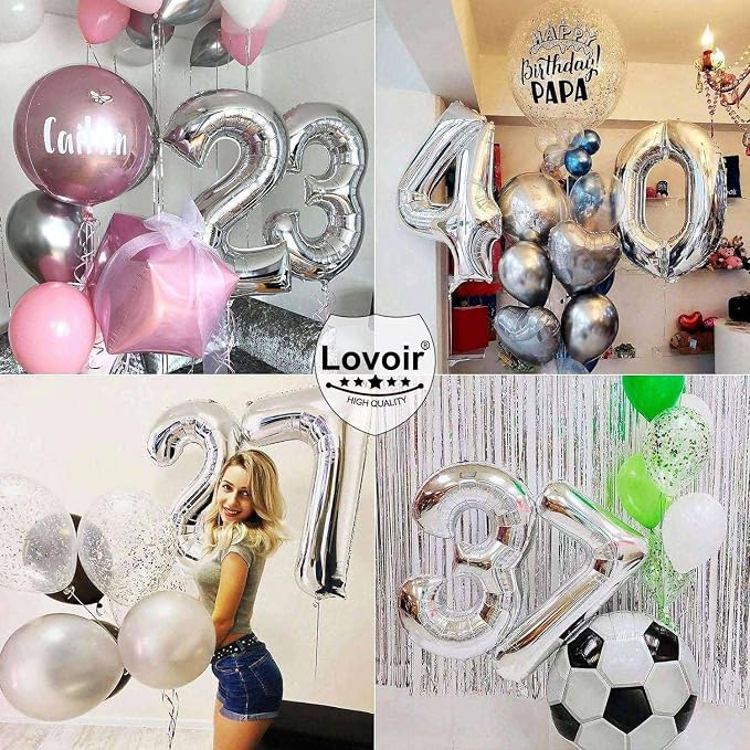 Silver 15 Number Balloons, 40 Inch Giant Number 15 Balloons Foil Mylar Helium - Image 7