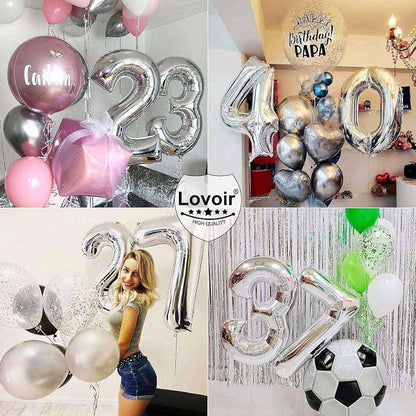 Silver 45 Number Balloons, 40 Inch Giant Number 45 Balloons Foil Mylar Helium - Image 7