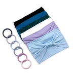 GiLi 6 Pack Wide Headbands for Women Non Slip Soft Elastic Hair Bands Yoga Running Sports Workout Gym Head Wraps, Knotted Cotton Cloth African Turbans Bandana (with 6 Pcs Hair Ties)