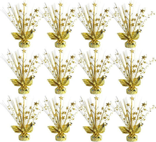 12 Pack Metallic Gold Foil Spray Centerpieces Stars Brust Table Centerpieces by Egolot