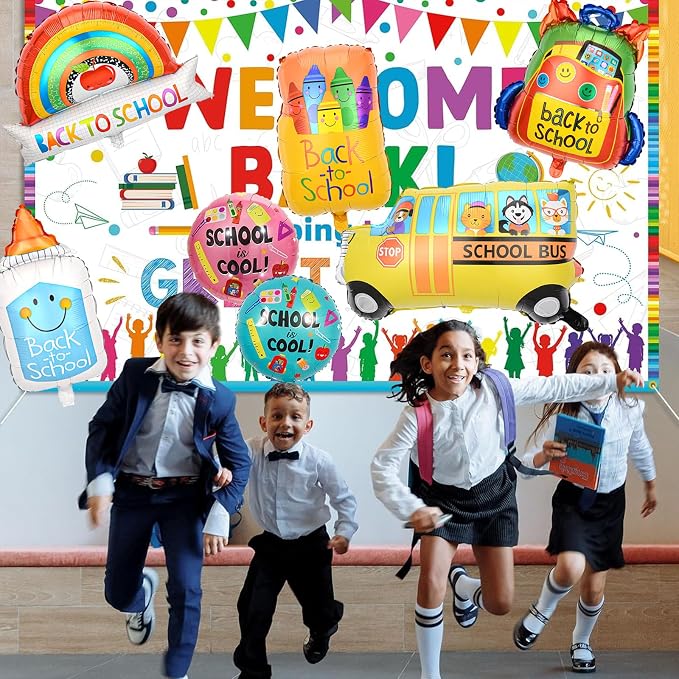 7 Pcs Back to School Balloons, School Bus Balloon, Colorful Schoolbag Pencil - Image 5