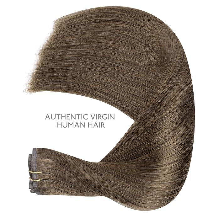 WENNALIFE Seamless Clip In Hair Extensions Human Hair, 22 Inch 150g 7pcs Light Ash Brown Real Hair Extensions Clip in Human Hair Invisible PU Skin Weft Natural Remy Human Hair Extensions