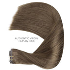 WENNALIFE Seamless Clip In Hair Extensions Human Hair, 14 Inch 130g 7pcs Light Ash Brown Real Hair Extensions Clip in Human Hair Invisible PU Skin Weft Natural Remy Human Hair Extensions