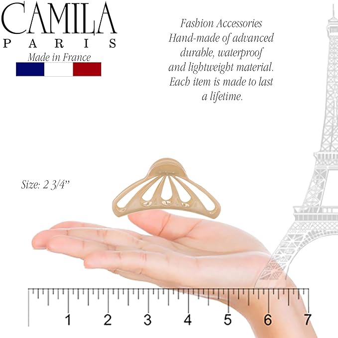 Camila Paris CP3082 French Hair Clip for Women Thick Long Curly Wavy Hair, Beige, Girls Hair Claw Clip Fashion Styling Accessory, Strong Hold No Slip Grip, Made in France