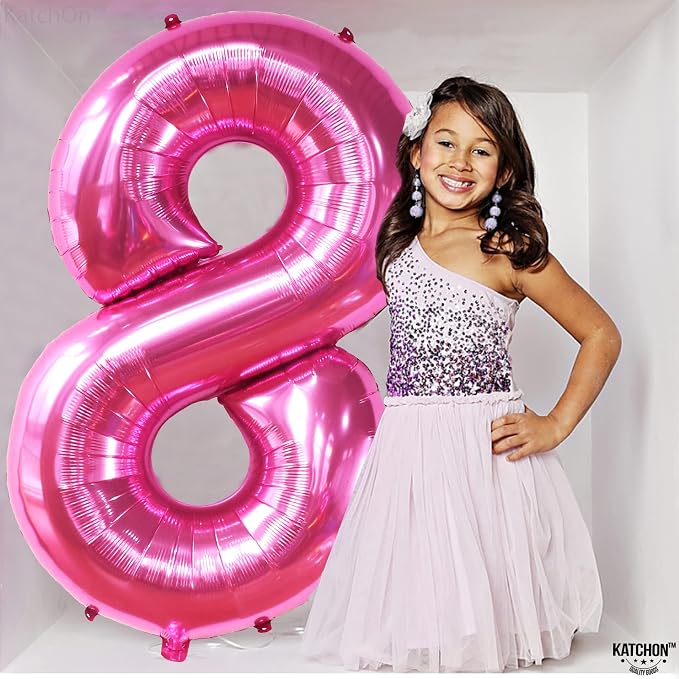 KatchOn Foil Hot Pink 8 Balloon Number - Image 4