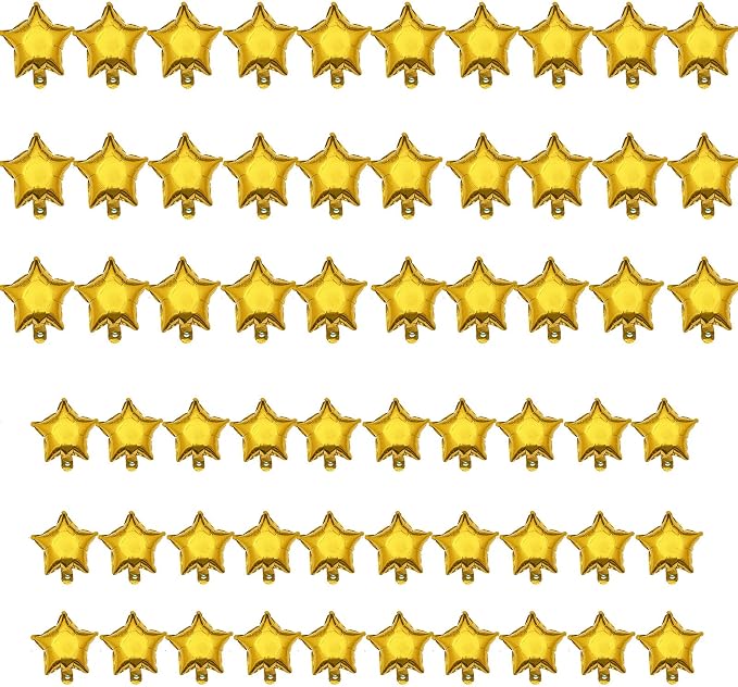 60pcs 2 Size Gold Star Shape Foil Balloon by SLGZXXY