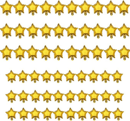60pcs 2 Size Gold Star Shape Foil Balloon by SLGZXXY