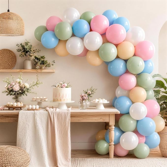 Pink Blue Green Balloons, 12 Inch 50pcs Pastel Light Baby Pink Blue Sage Dusty - Image 7