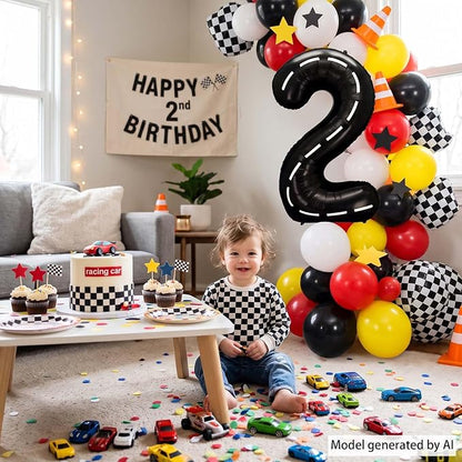 Black and White Stripes Number 2 Balloon 40 Inch, Foil road sign Numeral | - Image 6