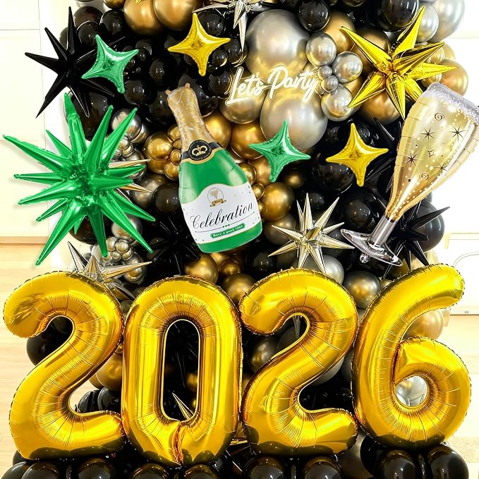 Gold 2026 Balloons, 40 Inch Number Gold Foil Balloons - Image 4