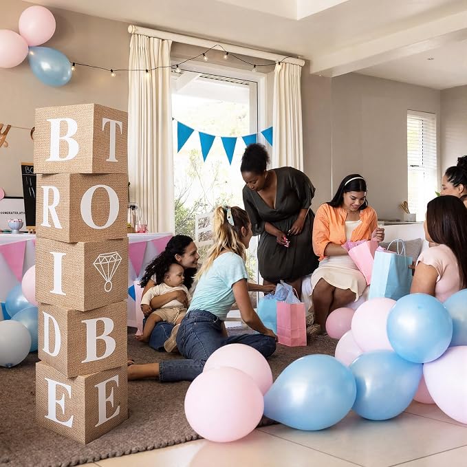 5 Pcs Burlap Bridal Shower Decorations Balloon Boxes Boho Boxes - Image 5