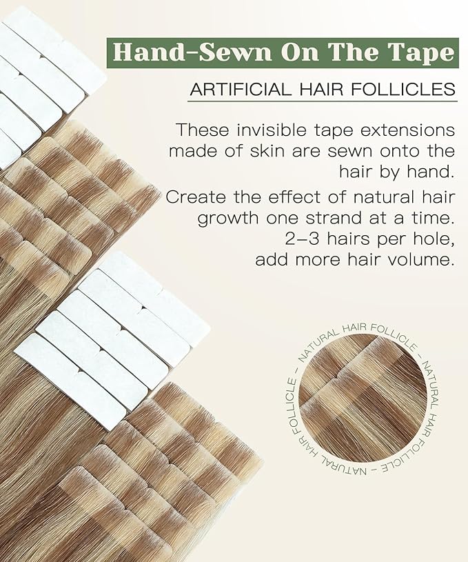 SURNEL Injected Tape in Hair Extensions 22Inch Golden Brown to Caramel Blonde Upgraded Seamless Remy Invisible Tape in Extensions Human 20 Pcs 50g(#102727,22)