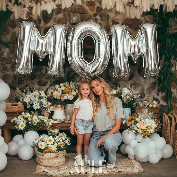 AULE 40 Inch Silver F Balloon Letter Foil A-Z Birthday Big Alphabet | Birthday - Image 4