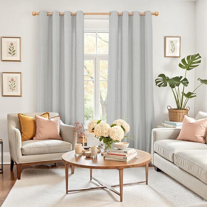 YoungsTex 90 Inches Length Linen Curtains - Image 2