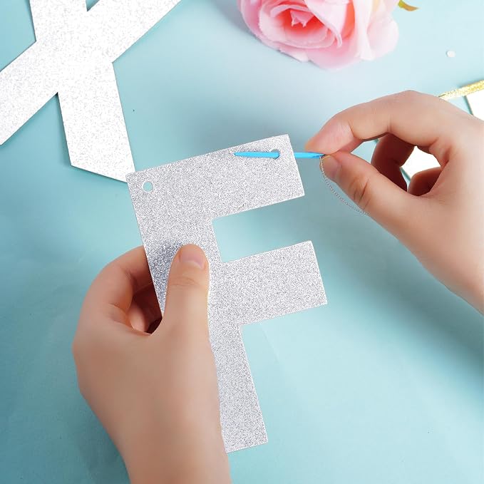 DIY Banner Kit with Letters Glitter Banner Letters Customizable Birthday - Image 3
