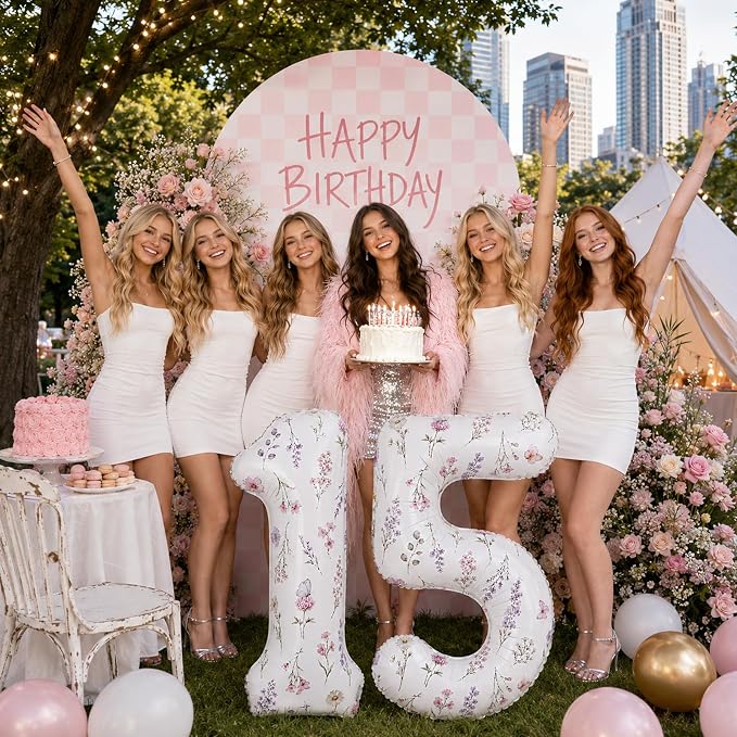 Wildflower Number 15 Balloons for 15th Floral Theme Birthday Party Decor | 40'' - Image 5