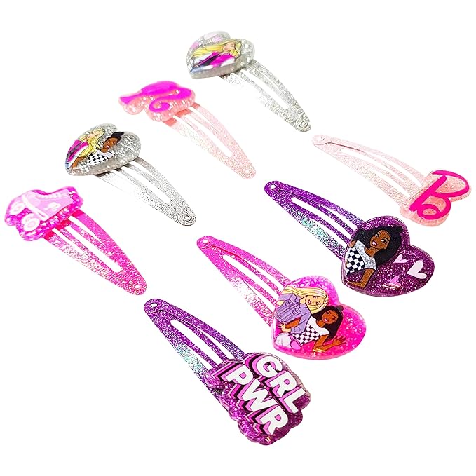 LUV HER Barbie Hair Clips for Girls Snap Clips 8 Pack Multi Color Ages 3+