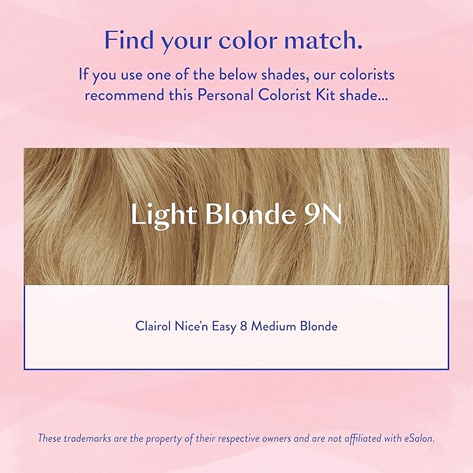 eSalon Permanent Hair Color & Hair Dye Complete Kit - Light Blonde - Personal Colorist Kit for Up To 100% Gray Coverage for All Hair Types - Professional-Grade Ammonia-Free Hair Dye
