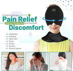 Migraine Relief Cap & Neck Ice Pack Wrap Set - Soothing Headache Relief Cap and Shoulder Cold Pack - Hot and Cold Compress Products for Head and Cervical - Stress, Hangover & Puffy Eyes