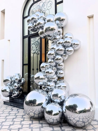 12 Pcs Silver Foil Balloons, Different Size Metallic Silver Balloons - Image 4