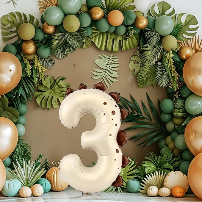 Dinosaur Number 3 Balloon, 30 Inch Birthday Party Decorations - Image 2